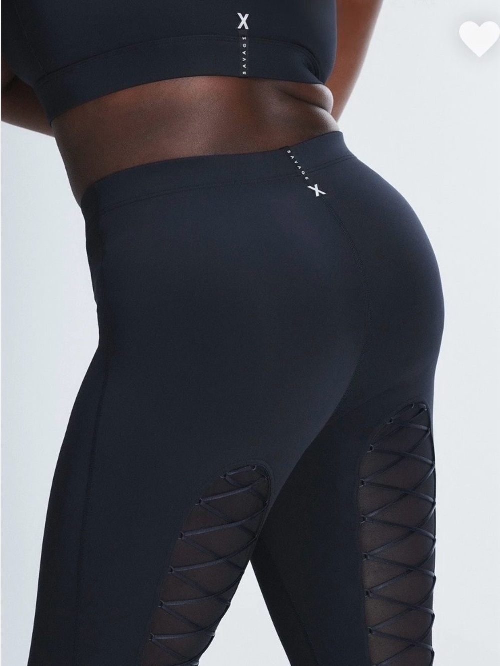 Savage X Fenty Black High-Rise Leggings with Back Lace Up Legs